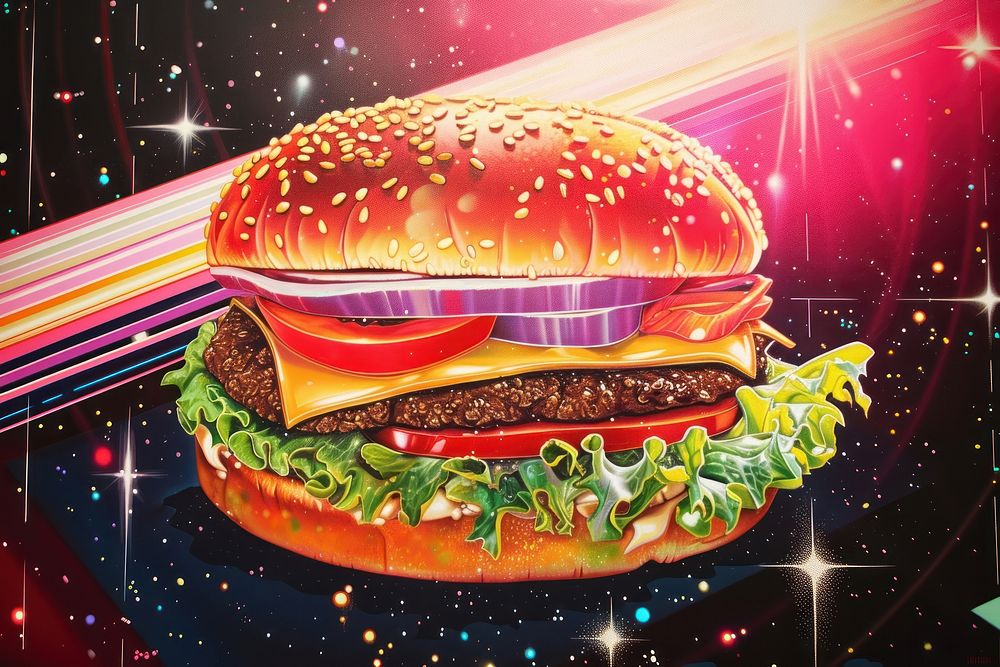 Hamburger hamburger food star. | Premium Photo Illustration - rawpixel