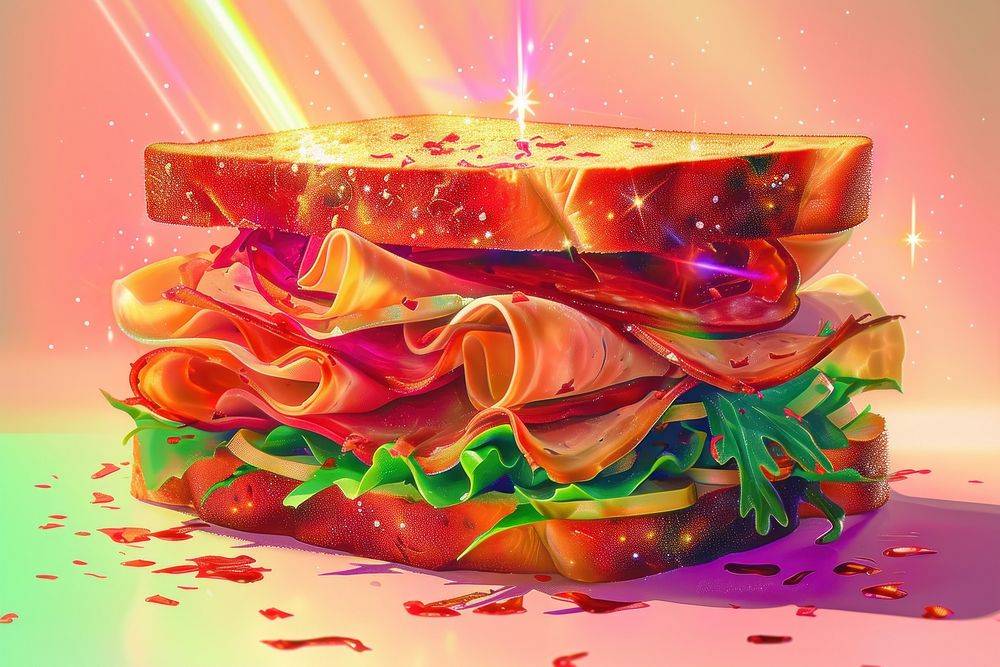 Ham sandwich food art celebration.