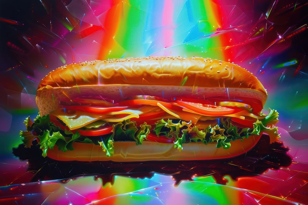 Sandwich food illuminated hamburger.