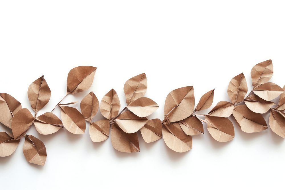 Coffee plant petals plants border origami paper art.