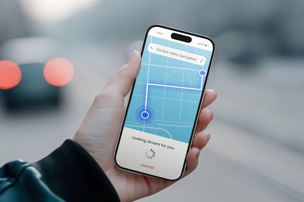 Man using GPS app on phone