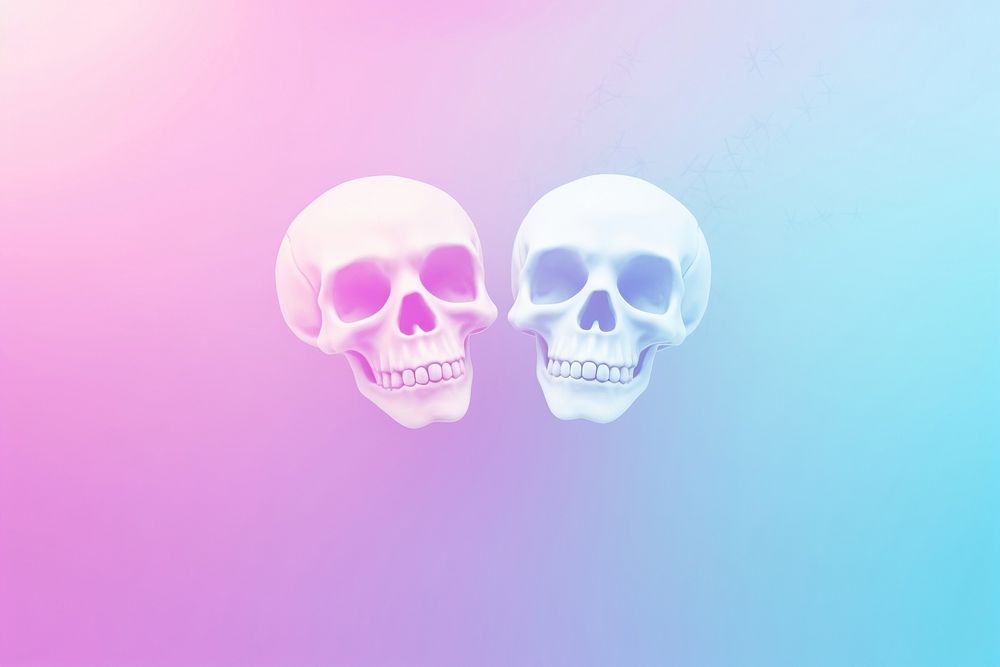 Skulls gradient background purple blue anatomy.