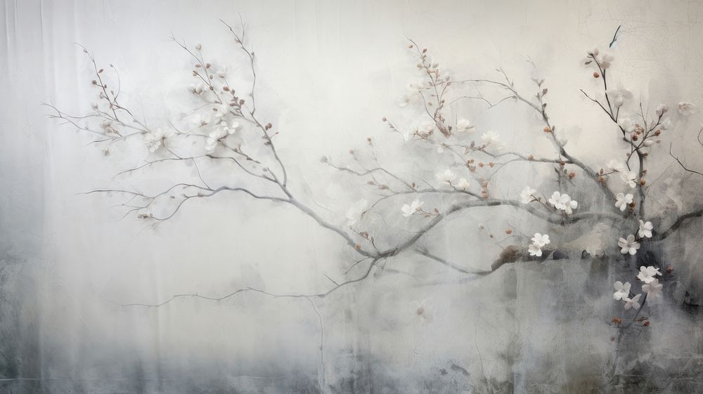 Botanical wall painting blossom.
