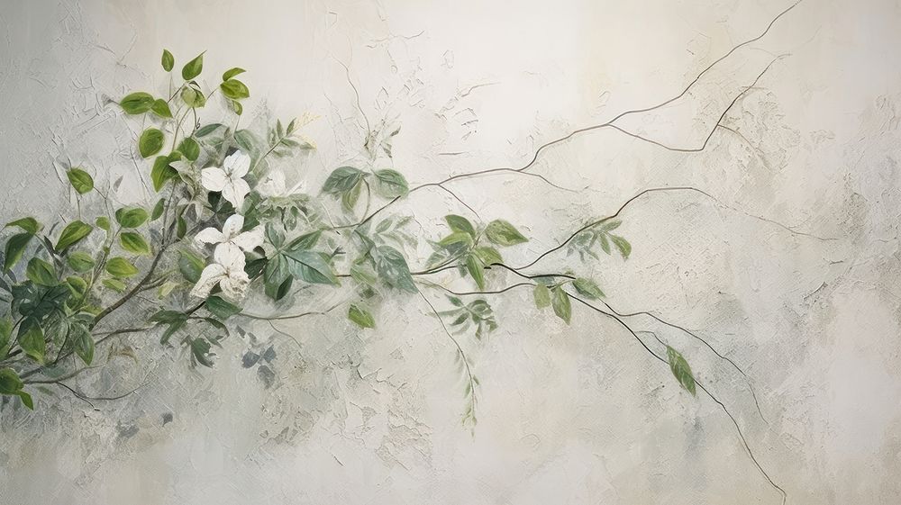Botanical wall painting plant.