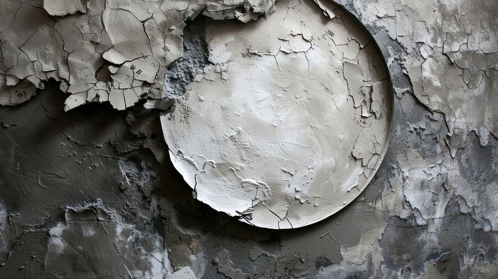 Circle plaster rough wall.