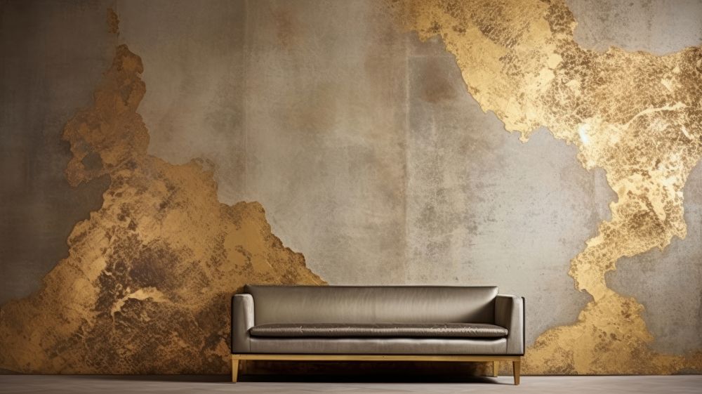 Gold wall architecture furniture.