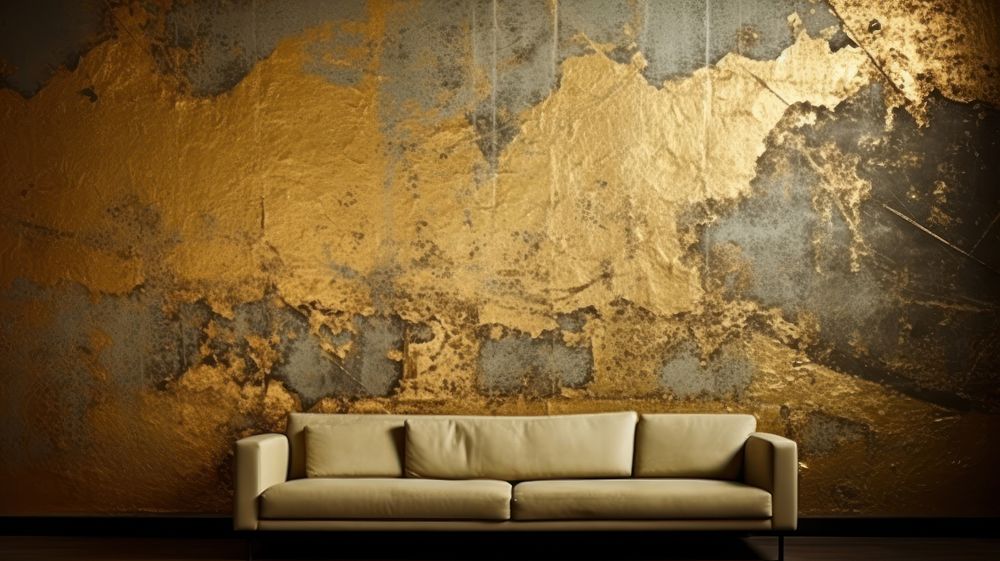 Gold wall architecture furniture.