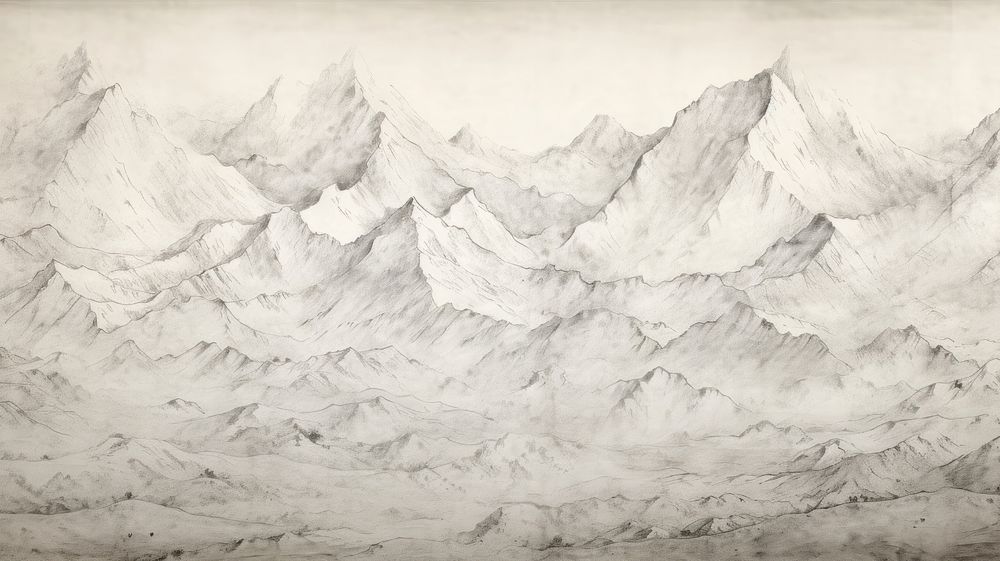 Mountain abstract drawing sketch.