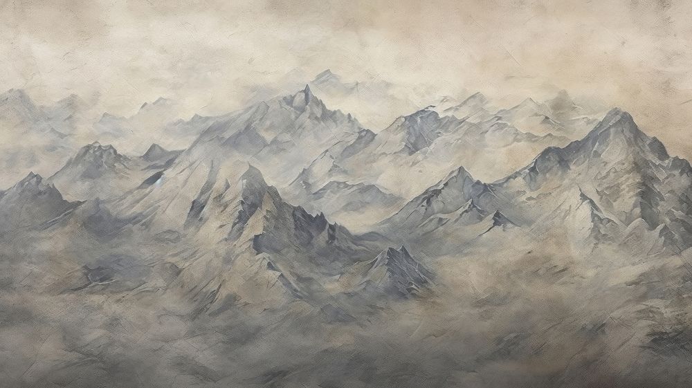 Mountain painting nature fog.