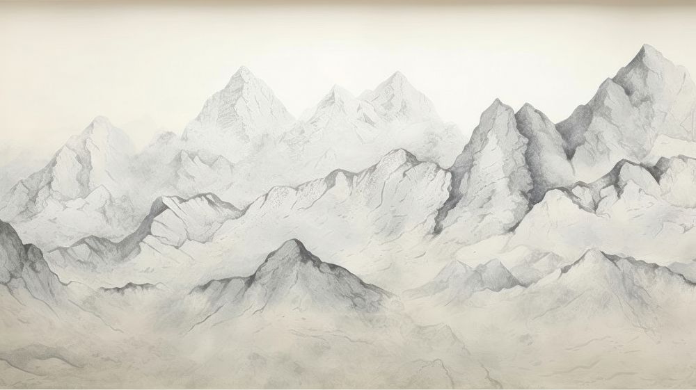 Mountain drawing nature sketch.