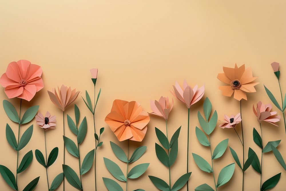 Abstract flower plants border art backgrounds origami.