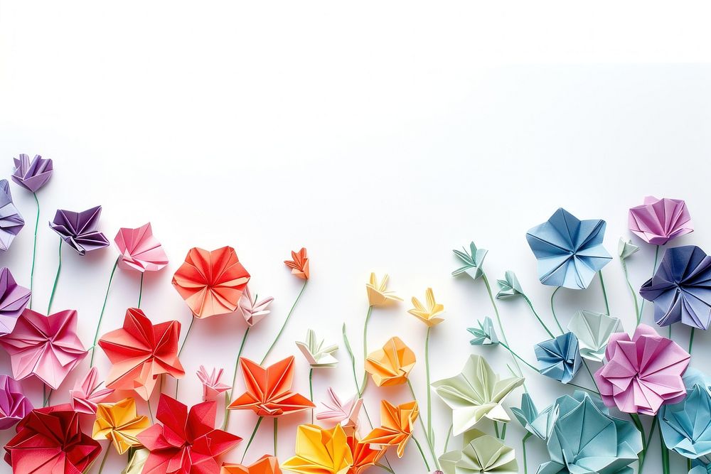 Bouquet border backgrounds origami flower.