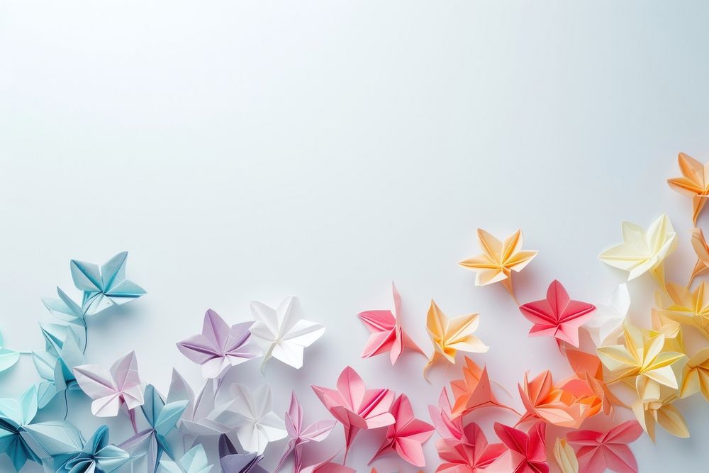 Bouquet border origami paper backgrounds.