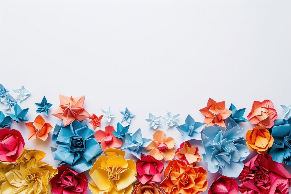 Bouquet border flower backgrounds origami.