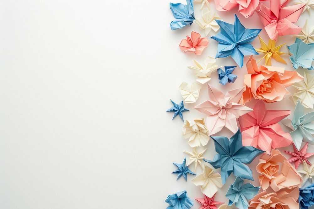 Bouquet border origami flower backgrounds.