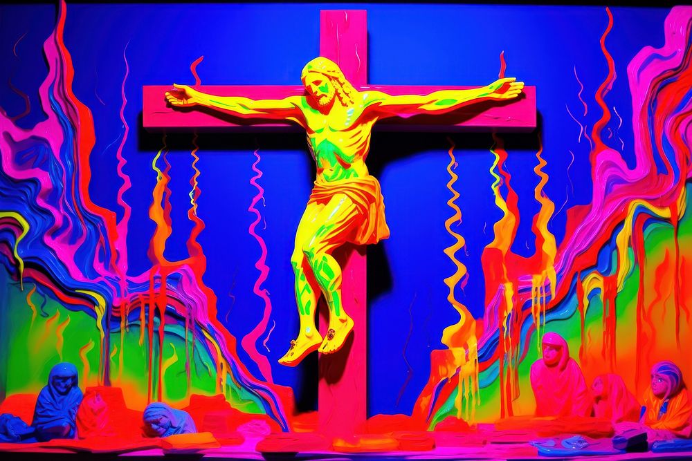 A Christ cross painting symbol yellow.