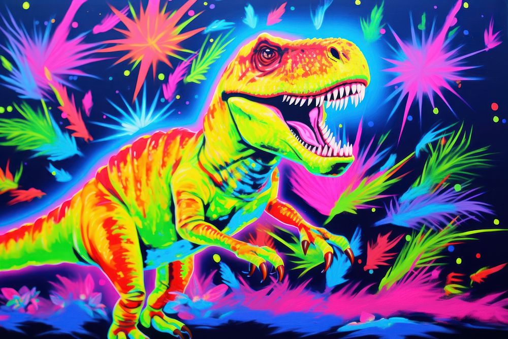 A dinosaur painting animal representation.