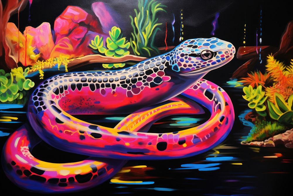 A eel painting outdoors reptile.