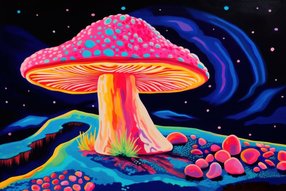 A mushroom painting outdoors nature.
