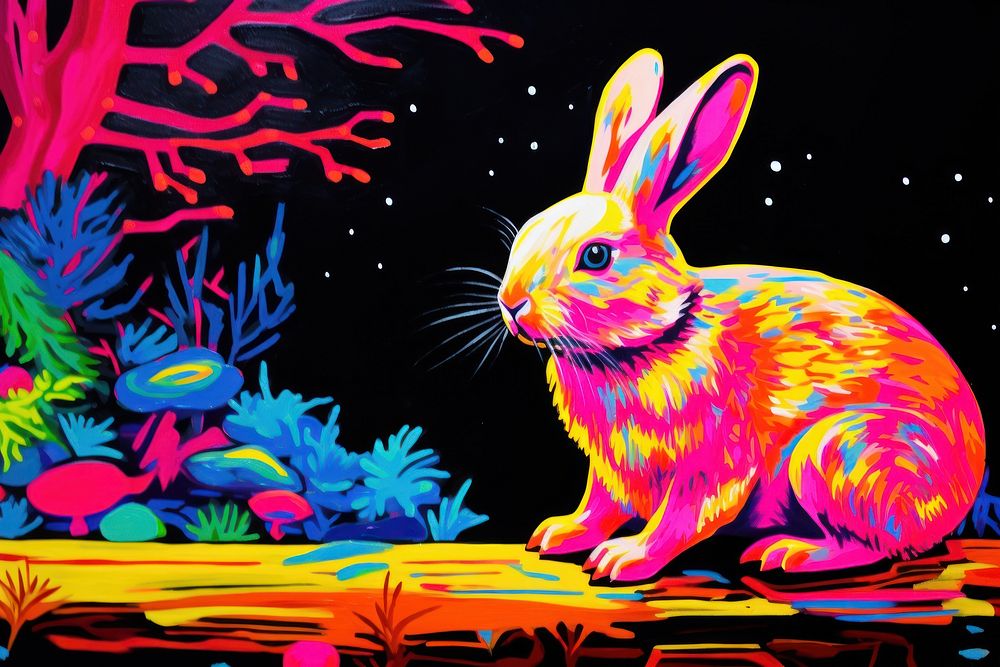 A rabbit painting animal rodent.