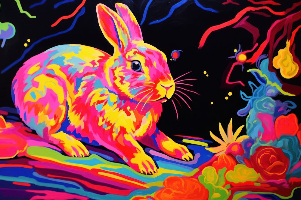 A rabbit painting animal mammal.