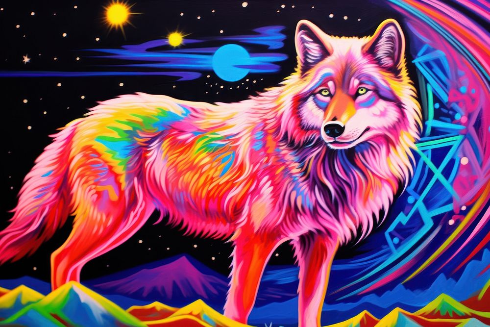 A wolf painting mammal animal.