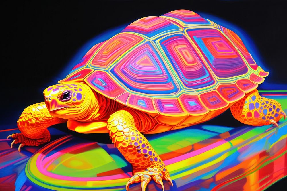 A tortoise painting reptile animal.
