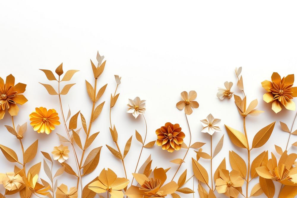 Gold flower plants border backgrounds pattern petal.
