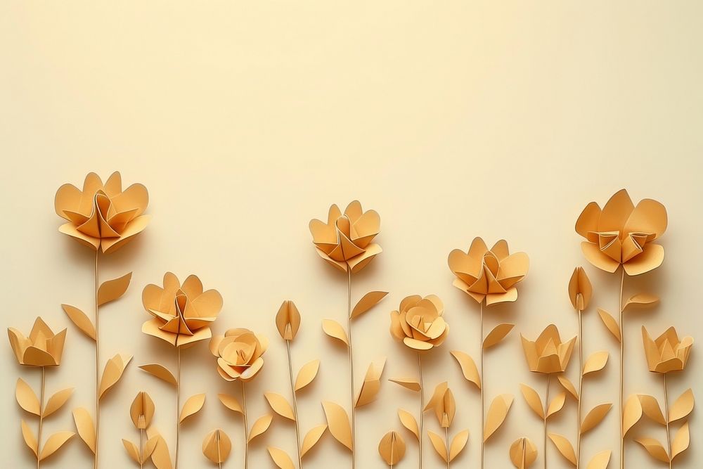 Gold flower plants border art backgrounds creativity.