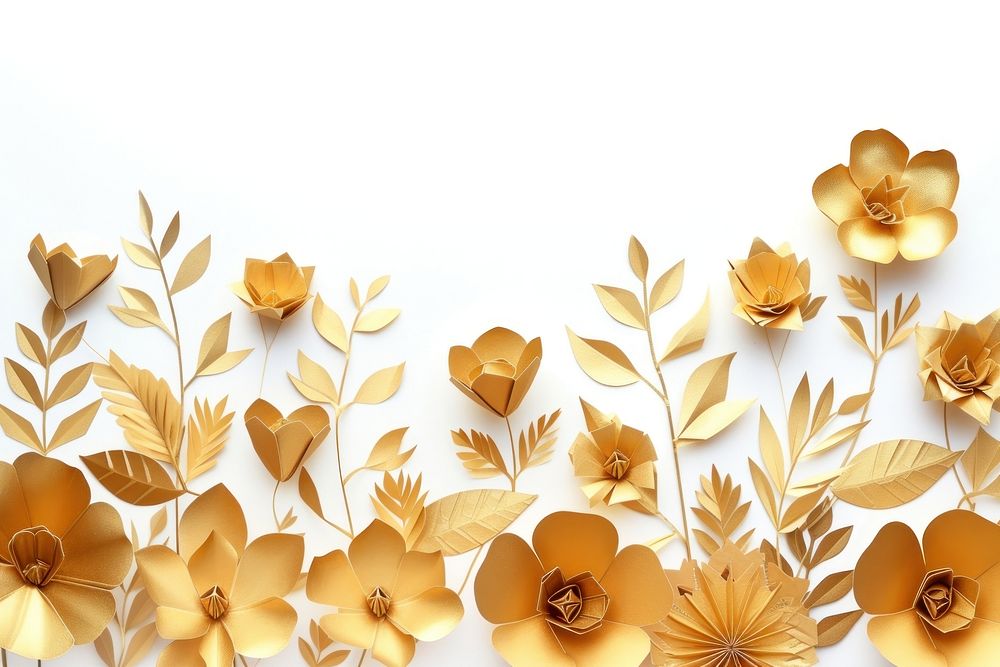 Gold flower plants border backgrounds pattern petal.