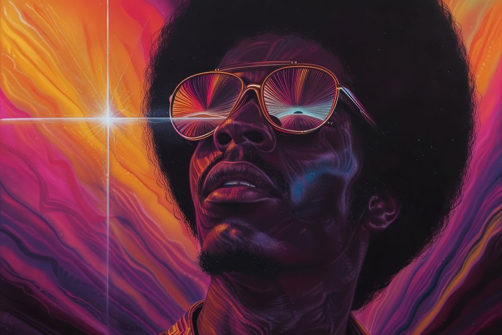 Black man art sunglasses portrait.