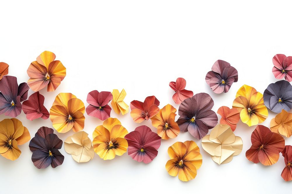 Pansy border flower art origami.