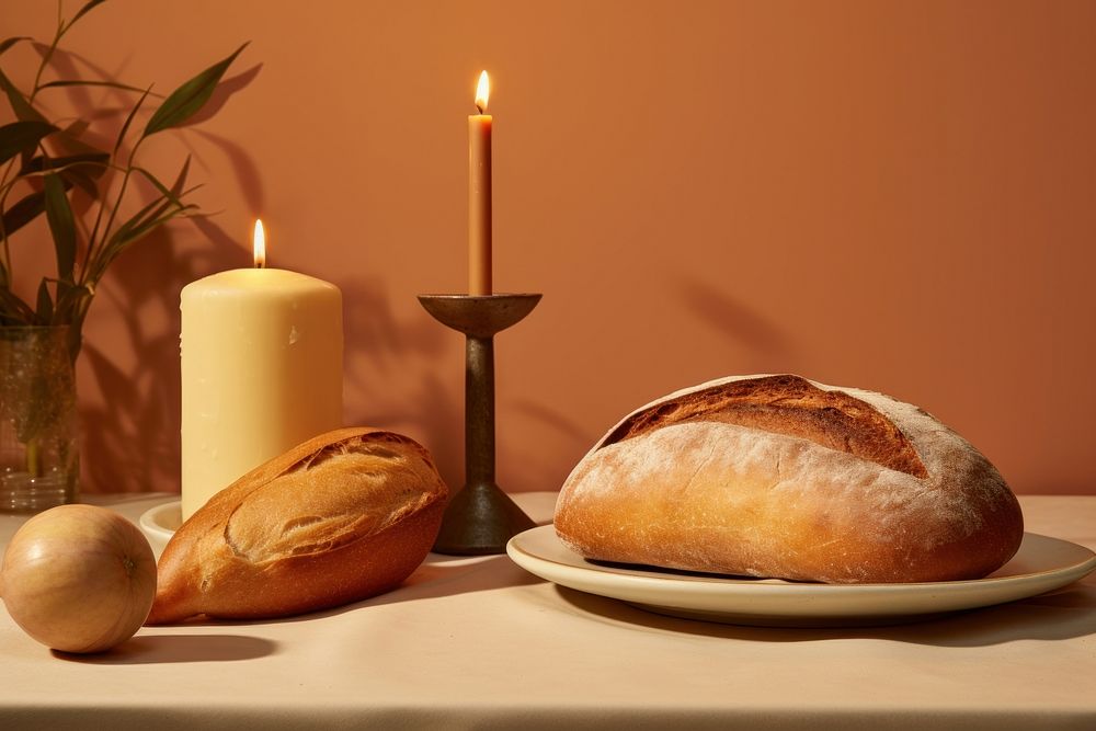 Candle bread plate food.