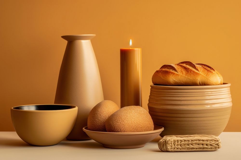 Candle bread bowl ceramic.
