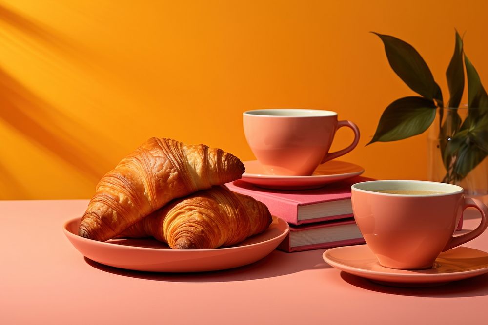 Croissant cup bread food.