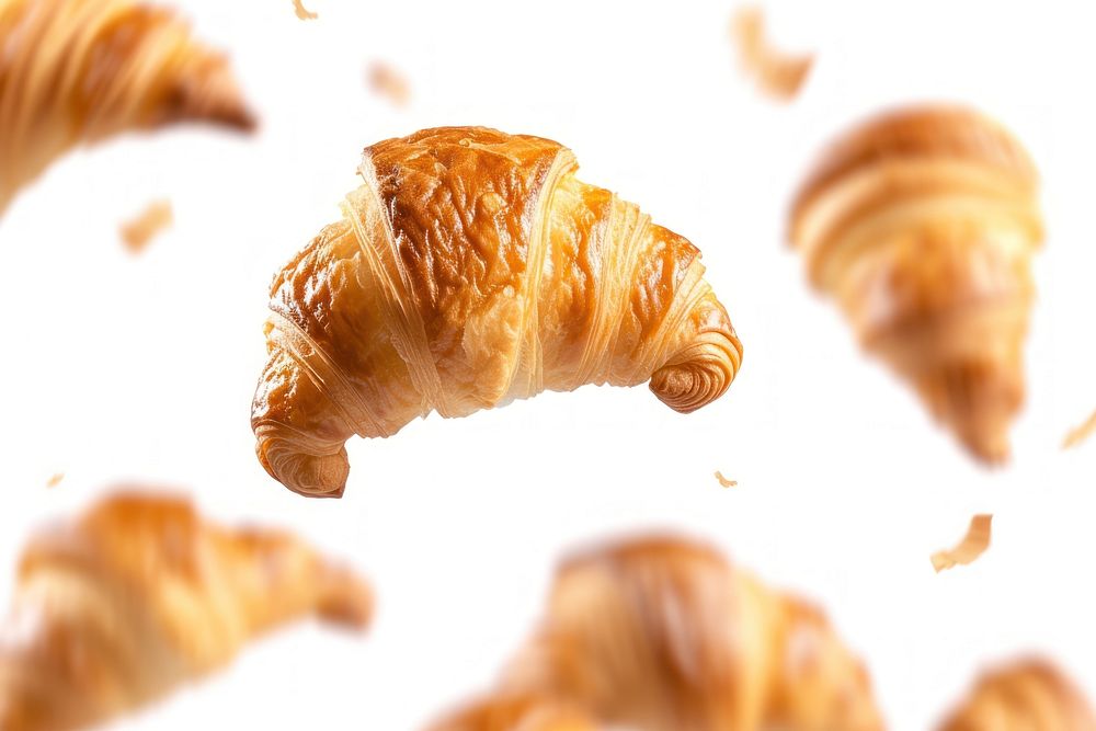Croissants bread food white background.
