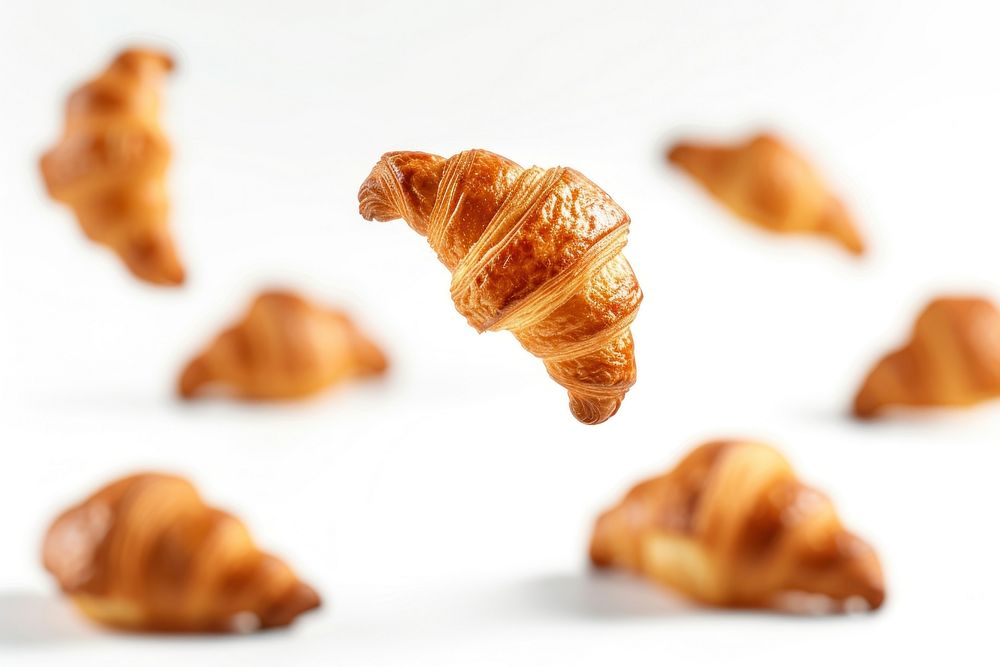 Croissants bread food white background.