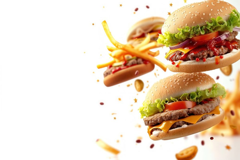 Fast foods meal hamburger vegetable.