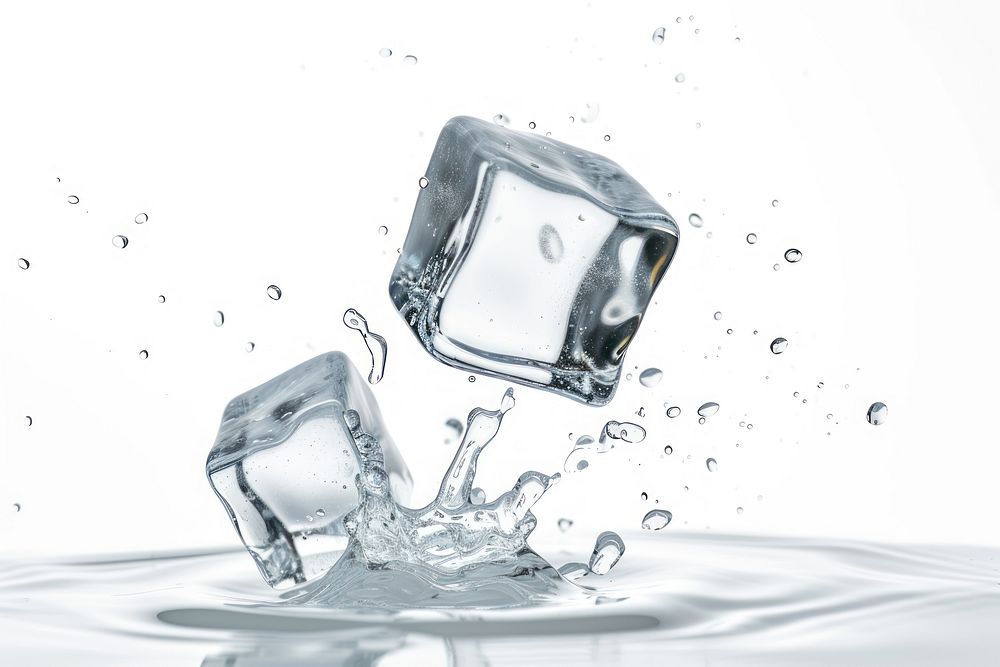 Ice cube glass transparent refreshment.