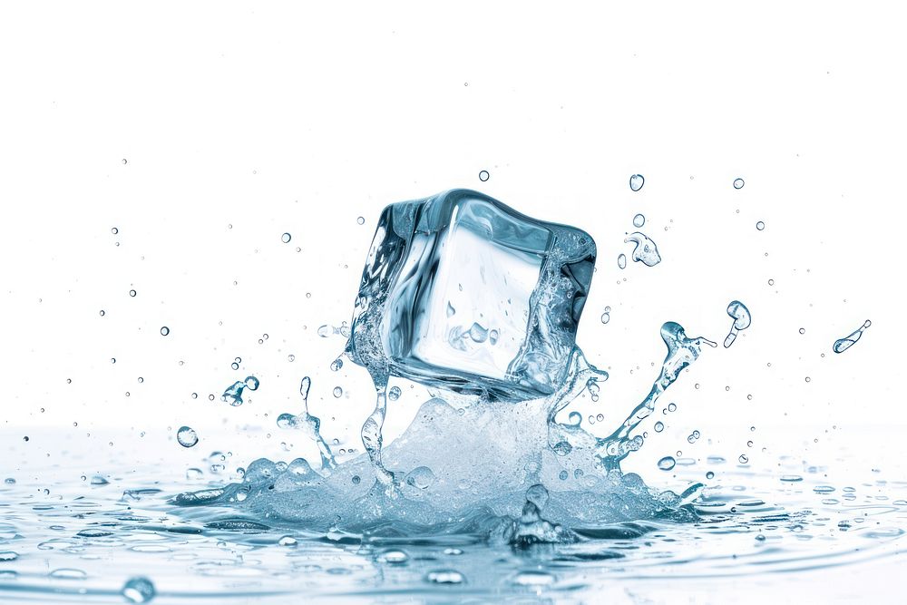Ice cube refreshment accessories splattered.