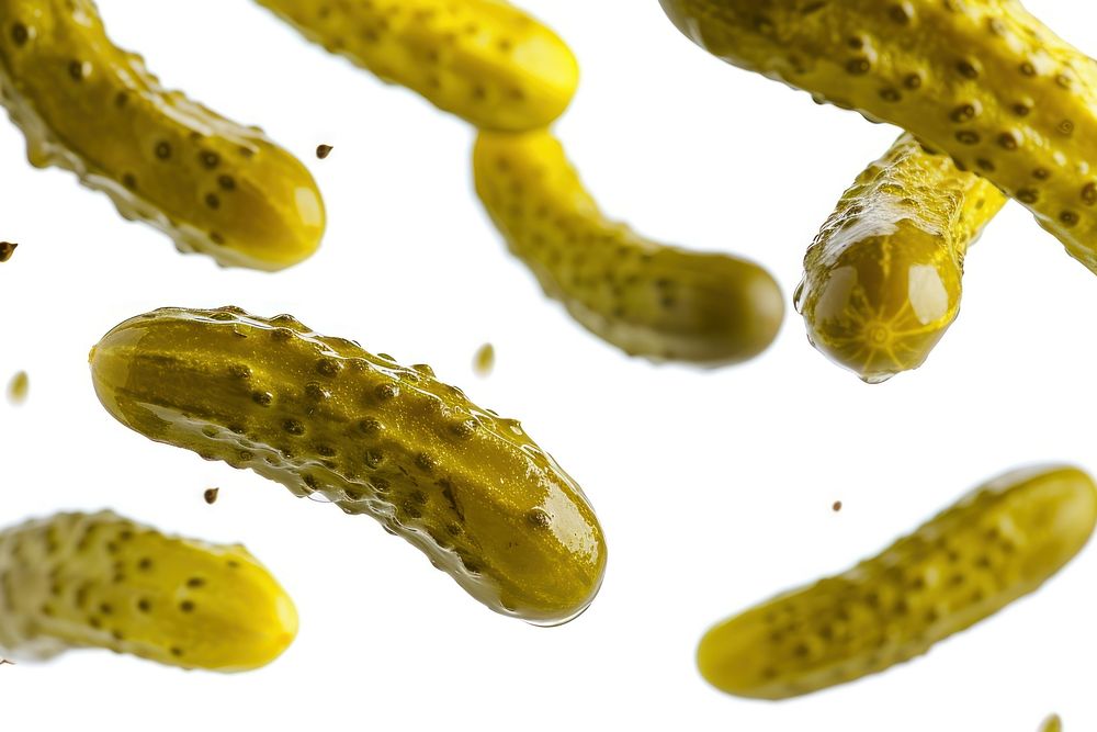 Pickles food white background microbiology.