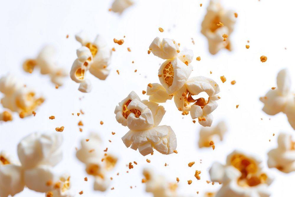 Popcorn backgrounds white food.