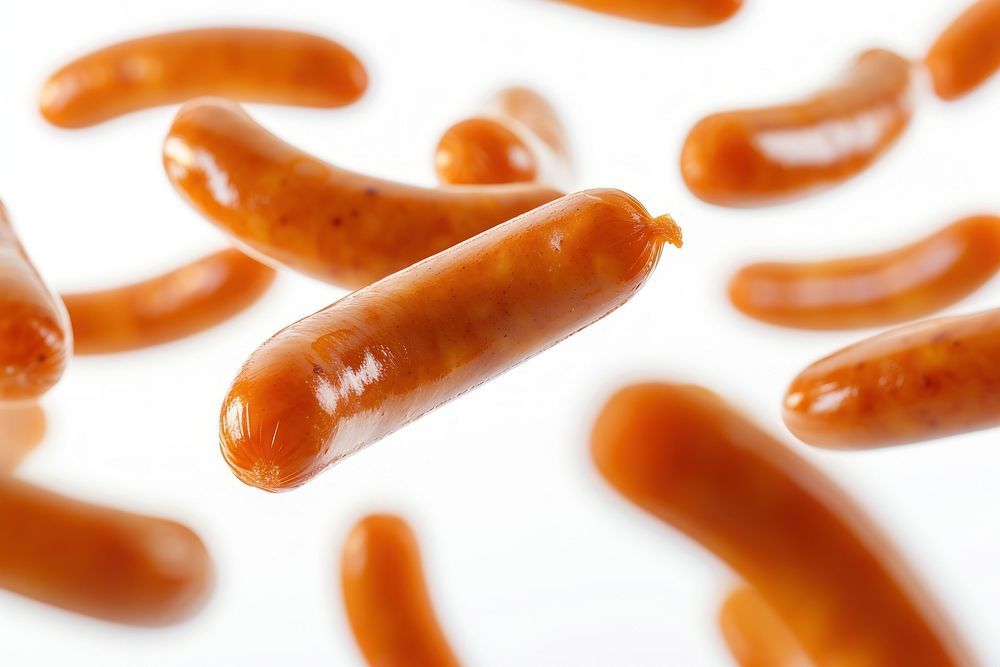 Sausages food pill white background.