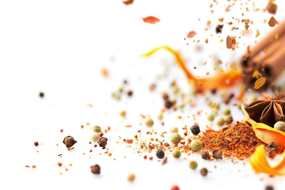 Spices food white background ingredient.