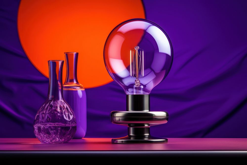 Perfume bottle purple light.
