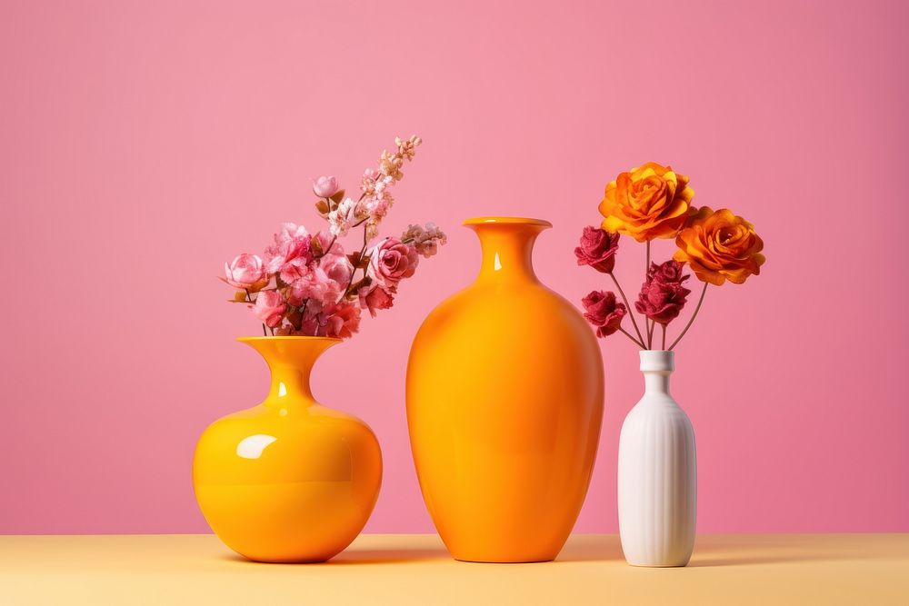 Flower vase ceramic yellow.