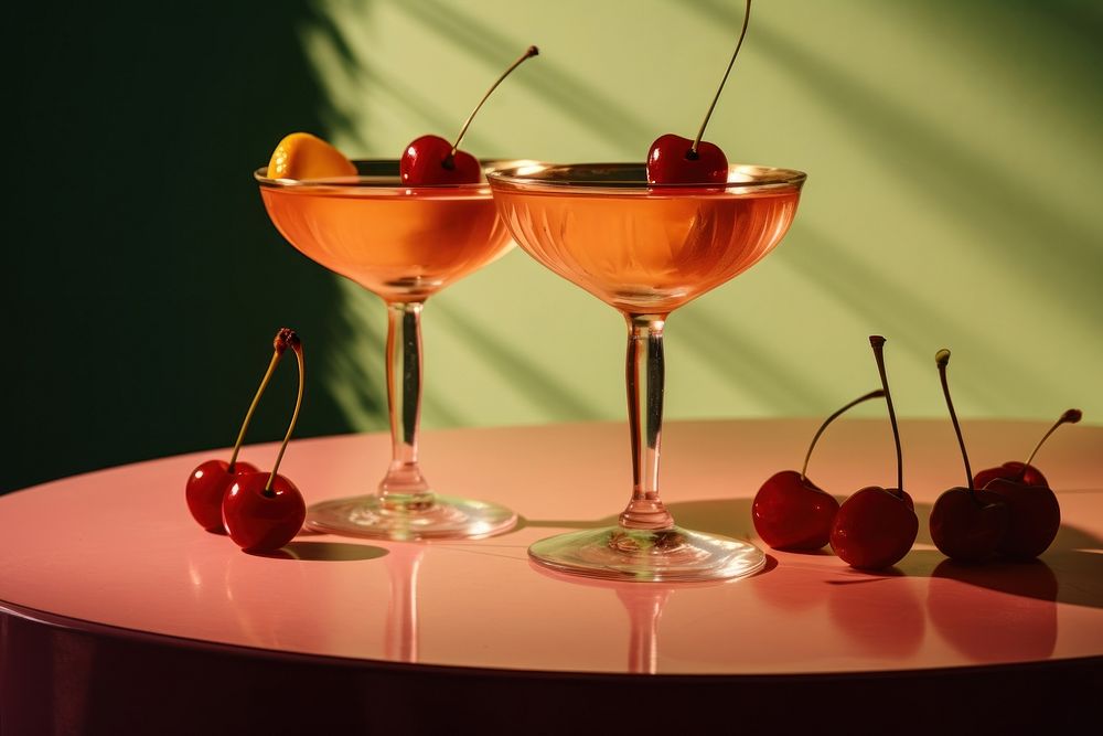 Martini cocktail cherry drink.