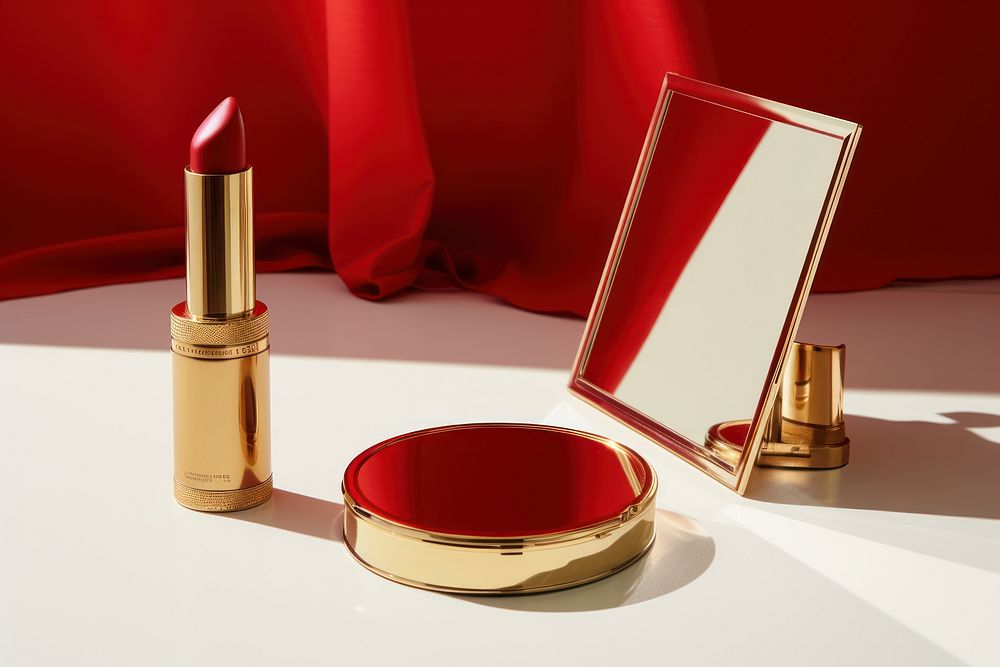 Cosmetics lipstick glamour gold.