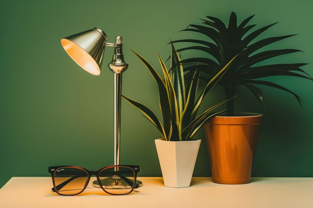 Plant lamp glasses light.