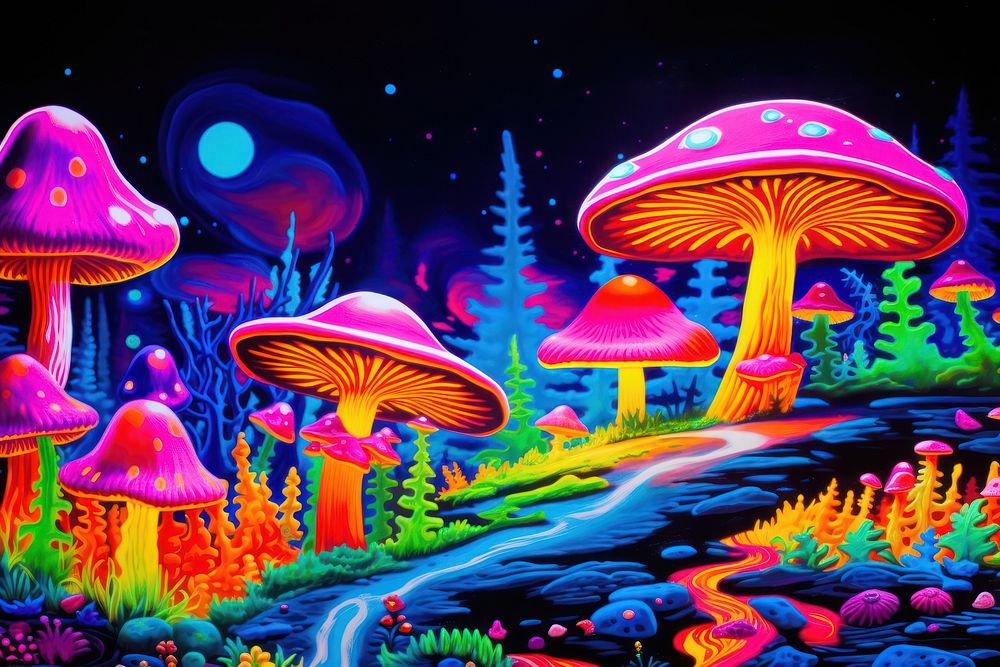 A Psychedelic mushroom purple outdoors pattern.